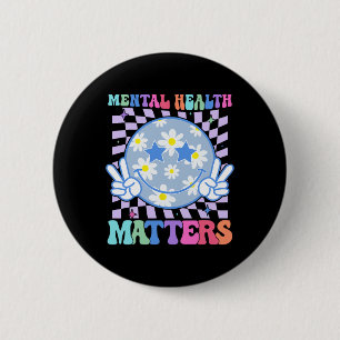 Groovy Mental Health Problems Flower Autism Smile  6 Cm Round Badge
