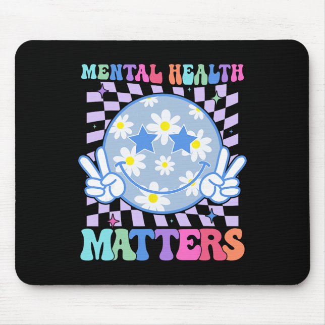 Groovy Mental Health Problems Flower Autism Smile  Mouse Pad (Front)
