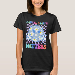 Groovy Mental Health Problems Flower Autism Smile T-Shirt