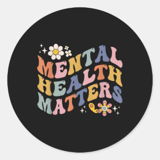 Groovy Mental Health S Human Brain Illness Awarene Classic Round Sticker