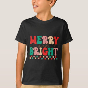 Groovy Merry And Bright Christmas Matching Family  T-Shirt