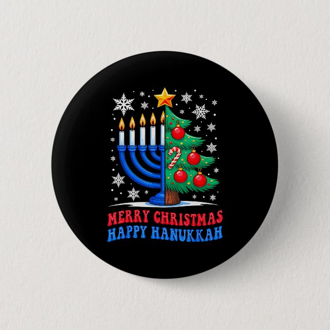 Groovy Merry Chrismukkah Happy Christmas Hanukkah  6 Cm Round Badge (Front)