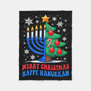 Groovy Merry Chrismukkah Happy Christmas Hanukkah Fleece Blanket