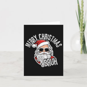 Groovy Merry Christmas Santa Bruh Chequered Retro Card