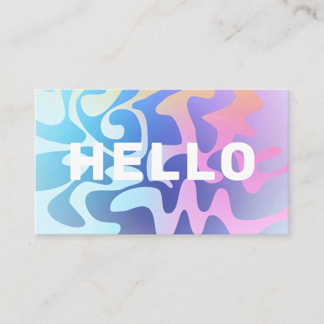 Groovy Metallic Squiggles Pastel Pink Blue Unique Business Card (Front)