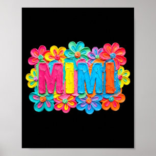 Groovy mimi clay style colourful floral design poster