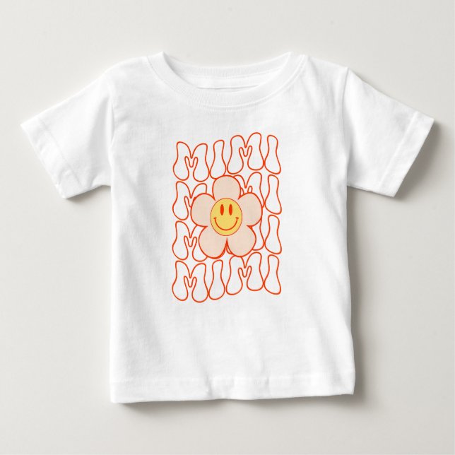 Groovy Mimi Happy Face Smile Cute Daisy Flower Gra Baby T-Shirt (Front)