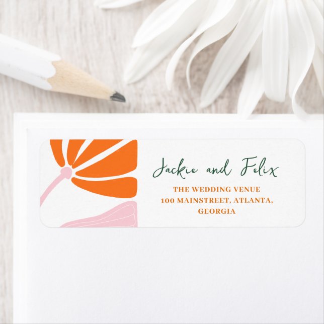 Groovy modern daisy floral pink & orange wedding (Insitu)