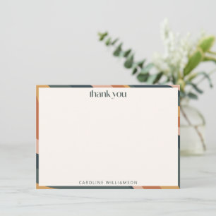 Groovy Modern Earth Tone Wavy Stripe Personalized Thank You Card
