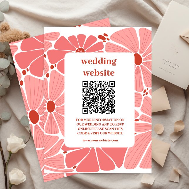 Groovy modern pink daisy wedding enclosure card (Creator Uploaded)