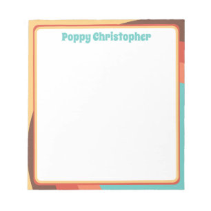 Groovy Modern Retro Colorful Curves Personalized Notepad