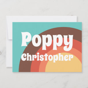 Groovy Modern Retro Colourful Curves Personalised Card