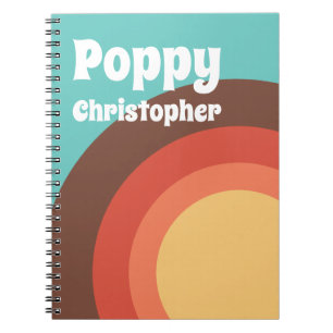 Groovy Modern Retro Colourful Curves Personalised Notebook