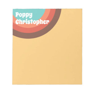 Groovy Modern Retro Colourful Curves Personalised Notepad
