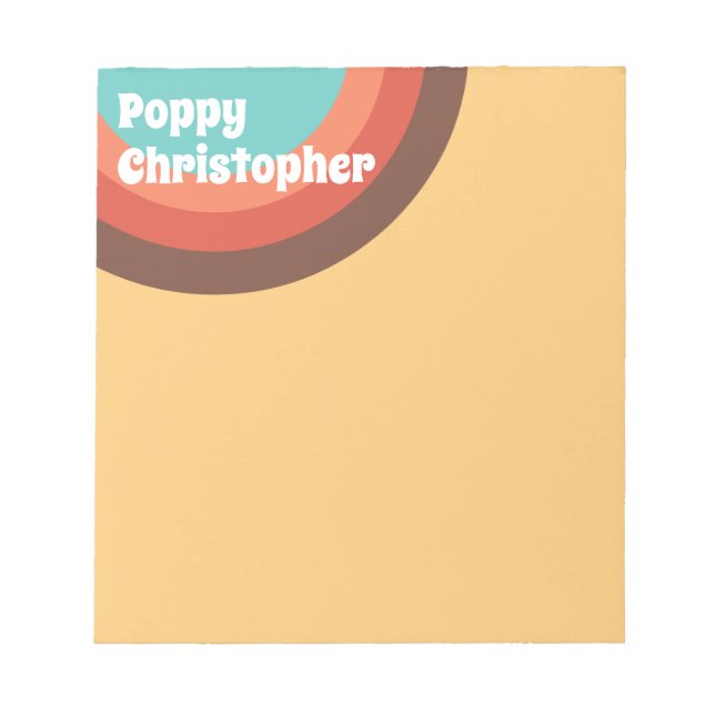 Groovy Modern Retro Colourful Curves Personalised Notepad (Front)