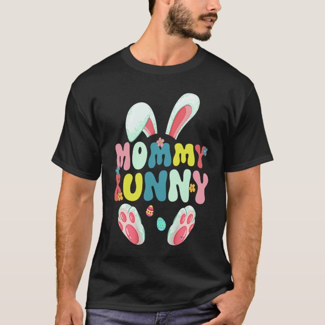 Groovy Mommy Bunny Cute Matching Family Easter T-Shirt (Front)