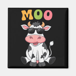 Groovy Moo Cow - Funny Farmer Cow Men Women Kids B Magnet