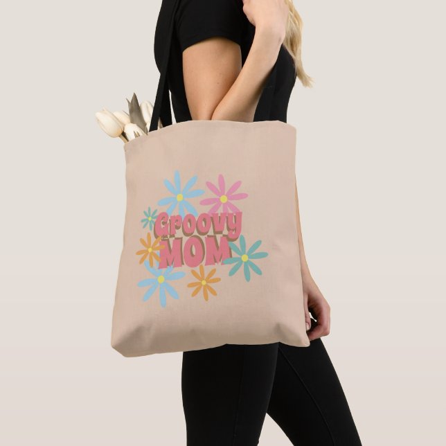 Groovy Mother's Day Mum Floral  Tote Bag (Close Up)