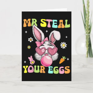 Groovy Mr Steal Eggs Easter Days Bunny Hunting Res Card