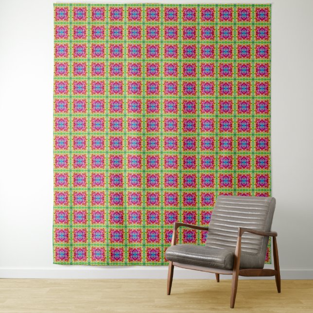 Groovy multicolor blocks tapestry (In Situ)