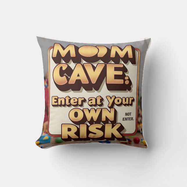 Groovy Mum Cave Pillow - Retro 3D  (Front)