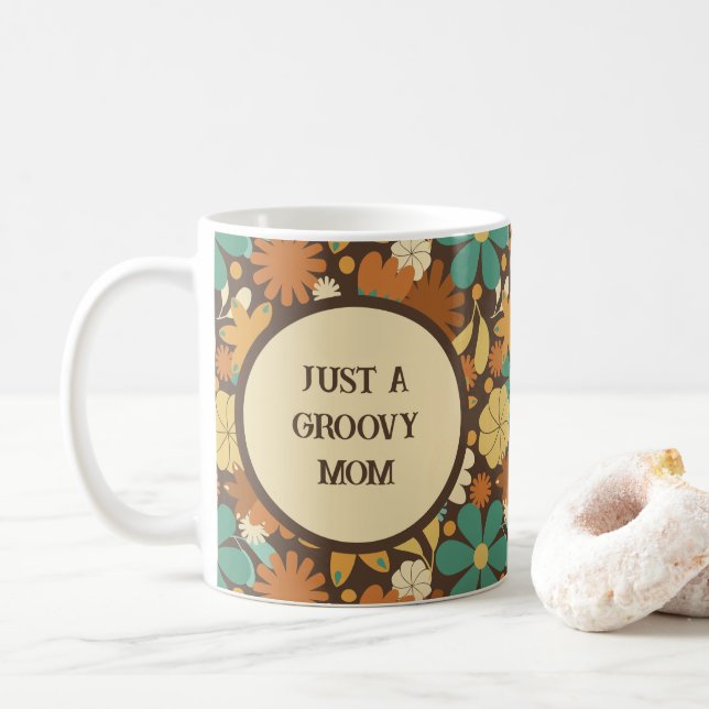 Groovy Mum Floral Retro Coffee Mug (With Donut)