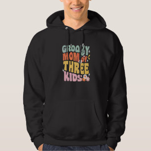 Groovy Mum Of Three Kids Retro Back To School Moth Hoodie