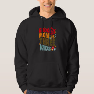 Groovy Mum Of Three Kids Retro Wavy 70s Vintage Mo Hoodie