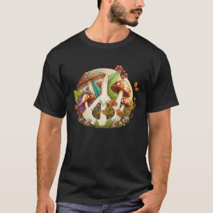 Groovy Mushroom 70's Hippy Peace Sign Graphic Wome T-Shirt