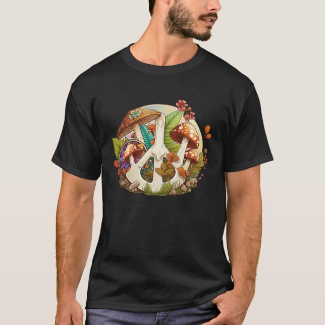Groovy Mushroom 70's Hippy Peace Sign Graphic Wome T-Shirt (Front)