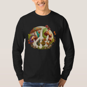 Groovy Mushroom 70's Hippy Peace Sign Graphic Wome T-Shirt