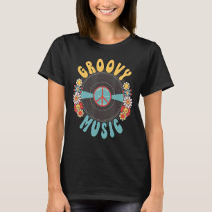 Groovy Music Peace Sign Flowers Girl Women T-Shirt