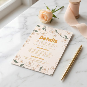 Groovy Mustard Floral Wedding Details Enclosure Card