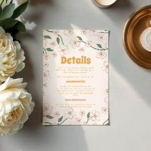 Groovy Mustard Floral Wedding Details Enclosure Card