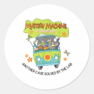 Groovy Mystery Machine Of Diagnostics Lab Tech Lab Classic Round Sticker