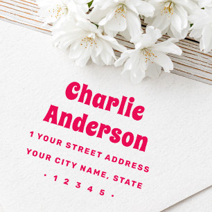 Groovy name bold typography return address rubber stamp