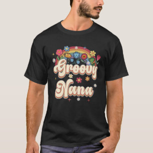 Groovy Nana Retro Hippie Peace Sign Floral Mothers T-Shirt