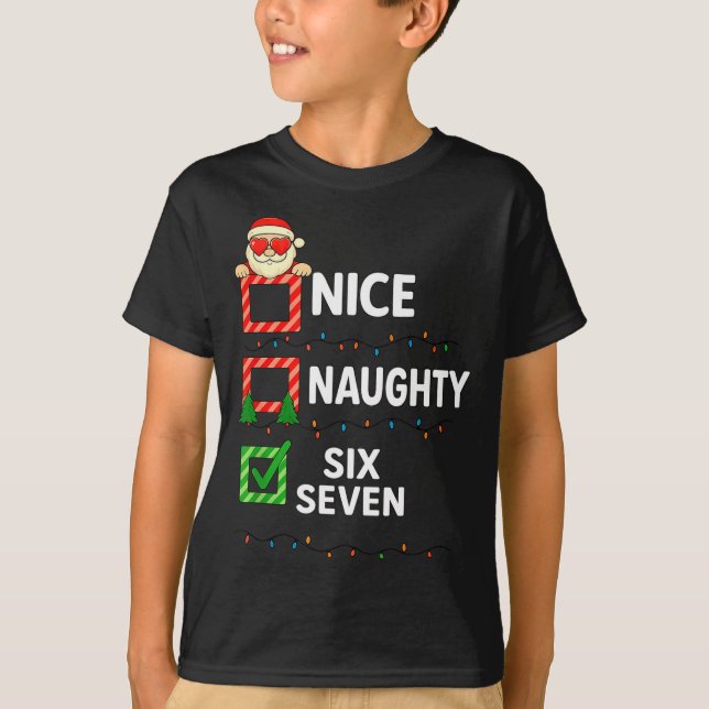 Groovy Naughty Six Seven 67 Christmas Family Xmas  T-Shirt (Front)