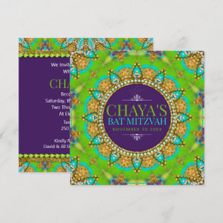 Groovy Neon Glamour Bat Mitzvah Invitation