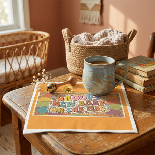 Groovy New Baby on the Way Retro Sunshine Napkin