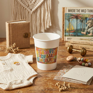Groovy New Baby on the Way Retro Sunshine Paper Cups