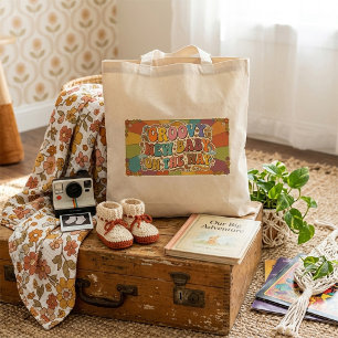 Groovy New Baby on the Way Retro Sunshine Tote Bag