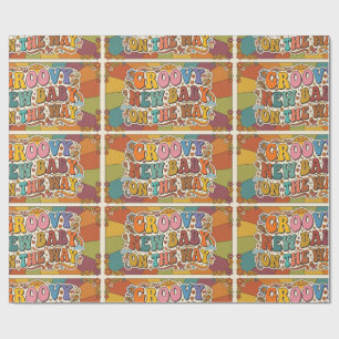 Groovy New Baby on the Way Retro Sunshine Wrapping Paper