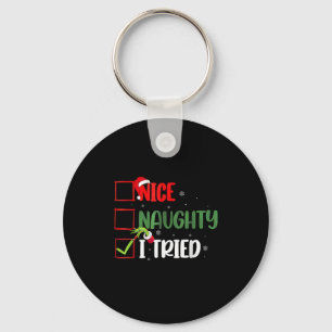 Groovy Nice Naughty I Tried Christmas 2024 Santa C Key Ring