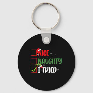 Groovy Nice Naughty I Tried Christmas 2024 Santa C Key Ring