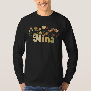 Groovy Nina Grandmother Flowers Nina Grandma T-Shirt