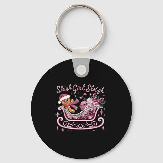 Groovy Nk Christmas Candy Sleigh Girl Gingerbread  Key Ring (Front)