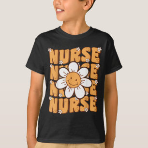 Groovy Nurse Cute Daisy Flower Retro School Nurse T-Shirt