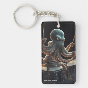 Groovy Octopus Drummer Solo Rockstar Keyring