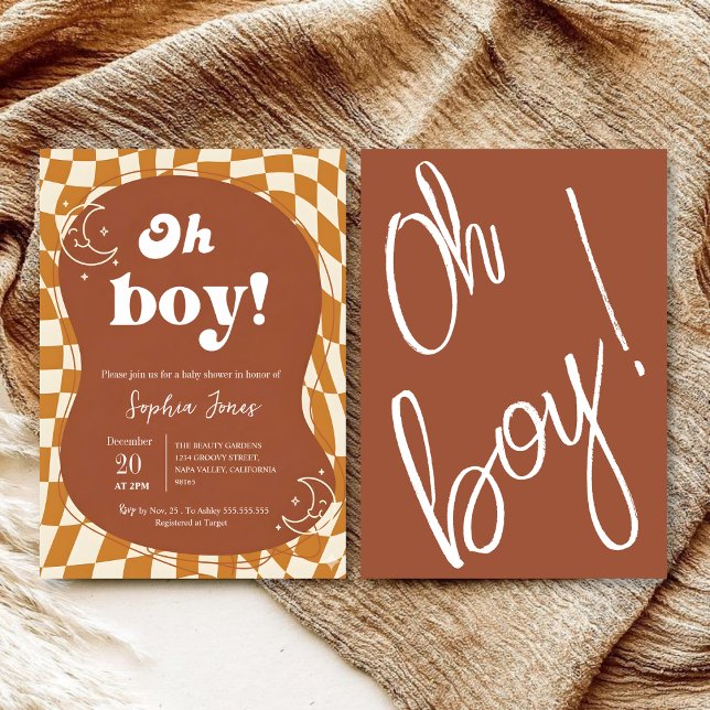 Groovy "Oh Boy!" Baby Shower Invitation  (Creator Uploaded)